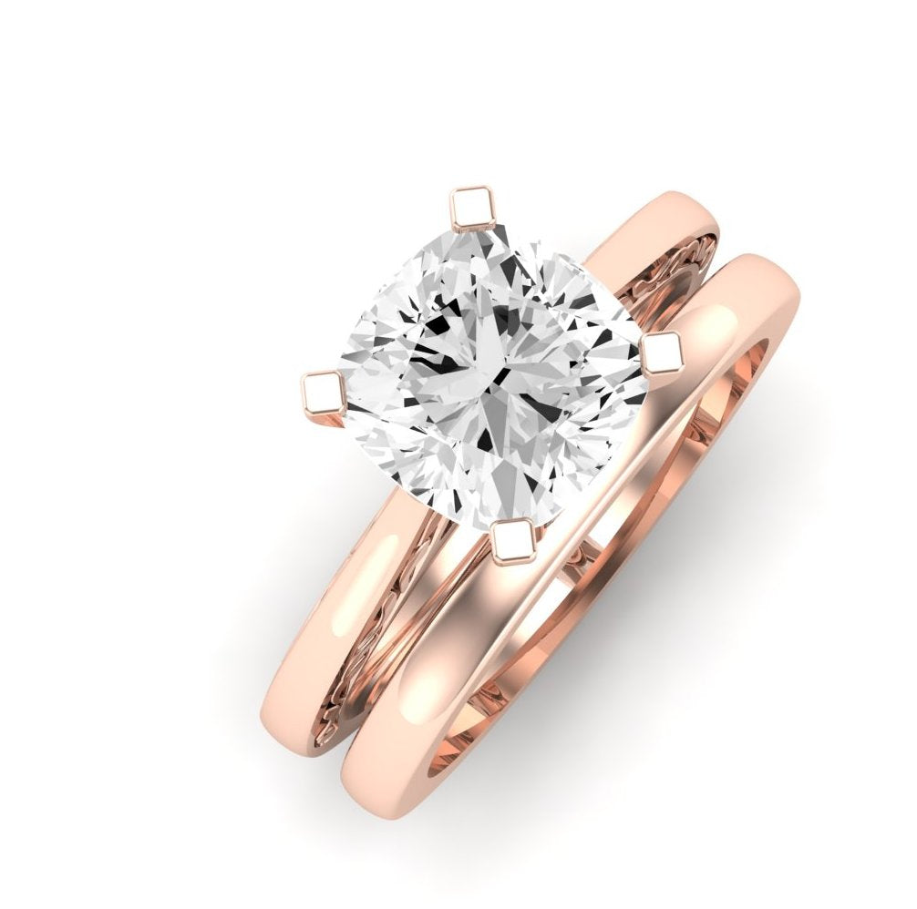 Astilbe Moissanite Matching Band Only (does Not Include Engagement Ring)  For Ring With Cushion Center rosegold
