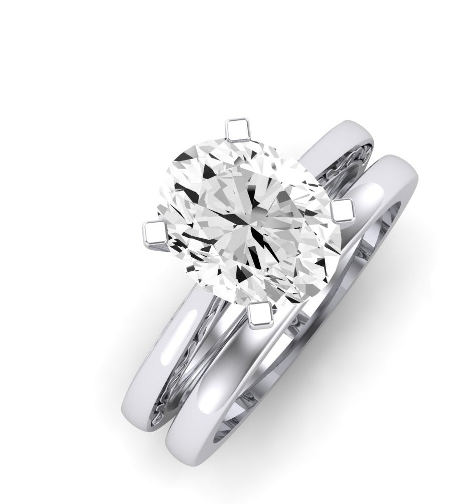 Astilbe Moissanite Matching Band Only (does Not Include Engagement Ring)  For Ring With Oval Center whitegold