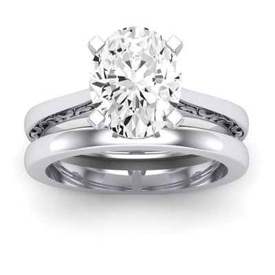 Astilbe Moissanite Matching Band Only (does Not Include Engagement Ring)  For Ring With Oval Center whitegold