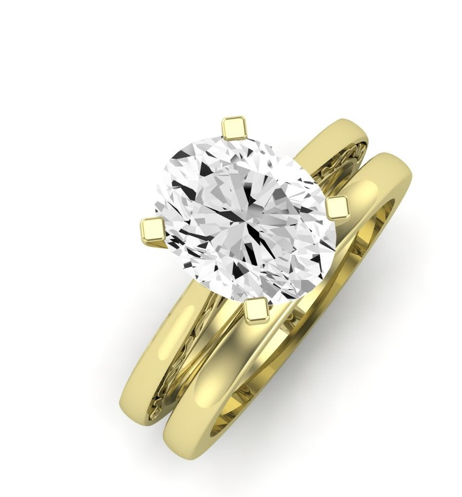 Astilbe Diamond Matching Band Only (does Not Include Engagement Ring)  For Ring With Oval Center yellowgold