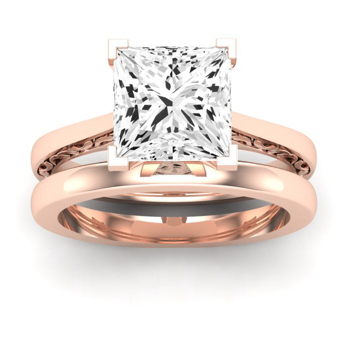 Astilbe Moissanite Matching Band Only (does Not Include Engagement Ring) For Ring With Princess Center rosegold