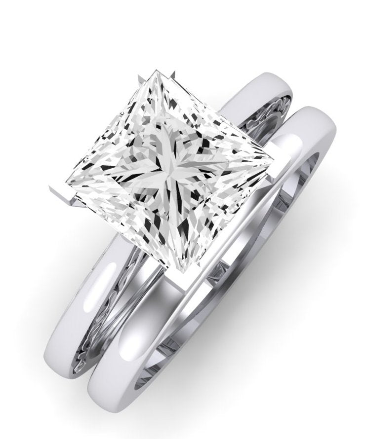 Astilbe Diamond Matching Band Only (does Not Include Engagement Ring) For Ring With Princess Center whitegold