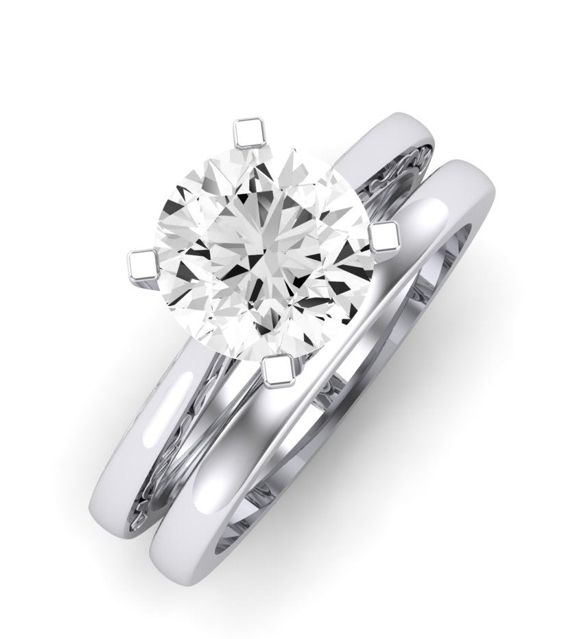 Astilbe Moissanite Matching Band Only (does Not Include Engagement Ring) For Ring With Round Center whitegold