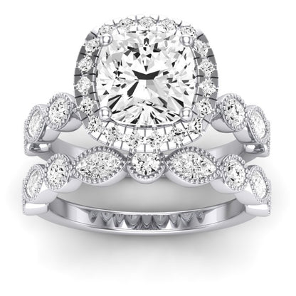 Aubretia Diamond Matching Band Only (does Not Include Engagement Ring) For Ring With Cushion Center whitegold