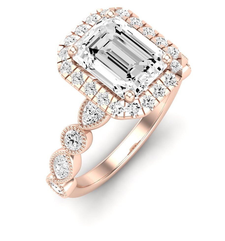 Aubretia Emerald Moissanite Engagement Ring rosegold