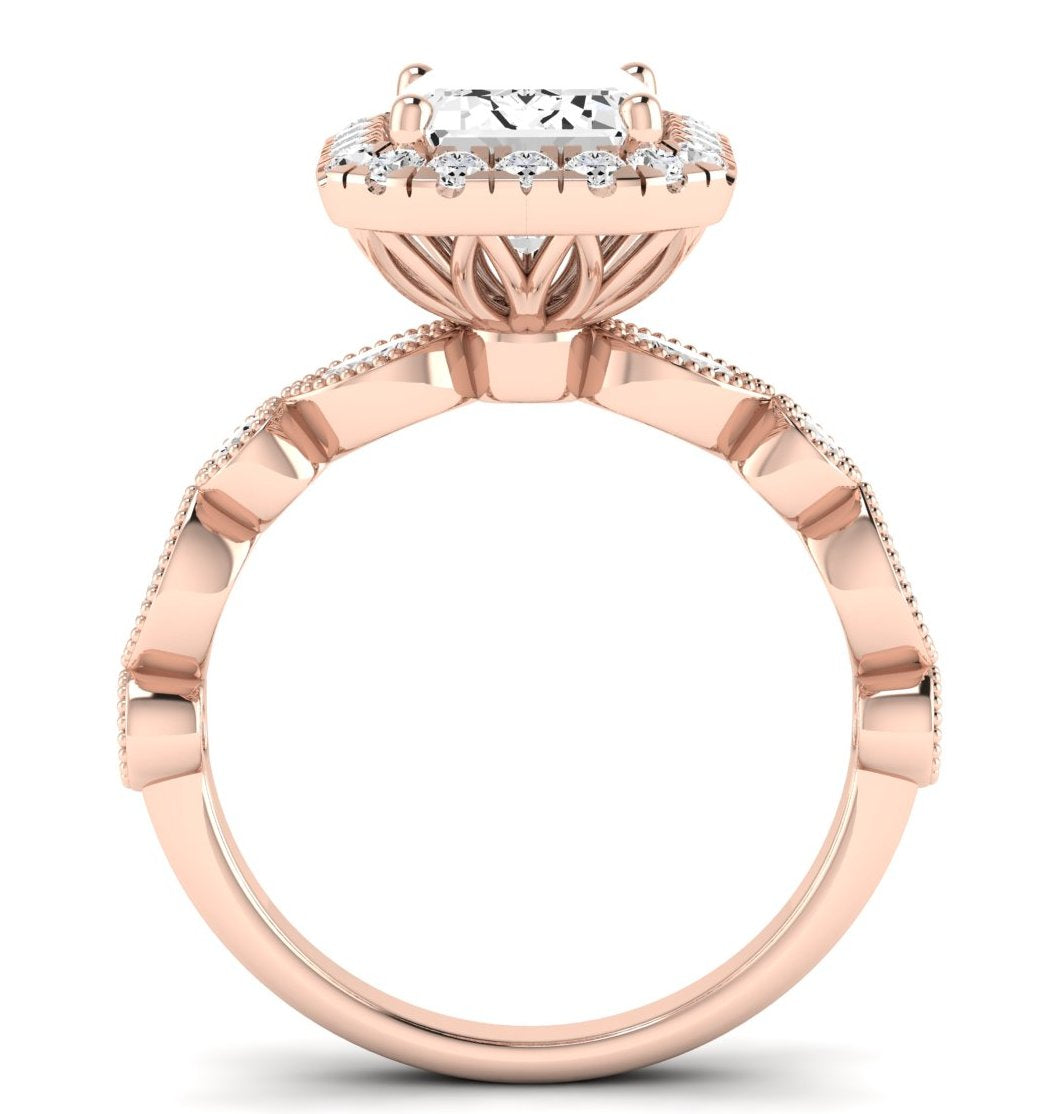 Aubretia Emerald Moissanite Engagement Ring rosegold