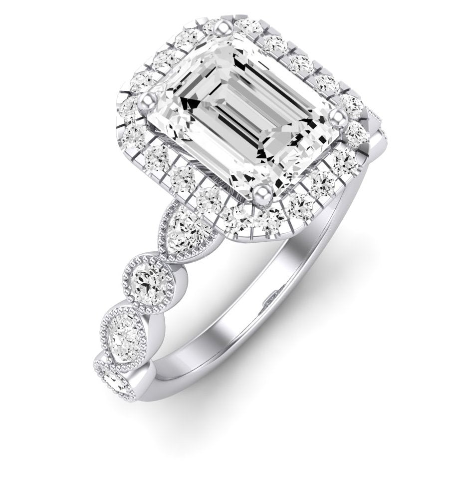 Aubretia Emerald Diamond Engagement Ring (Lab Grown Igi Cert) whitegold