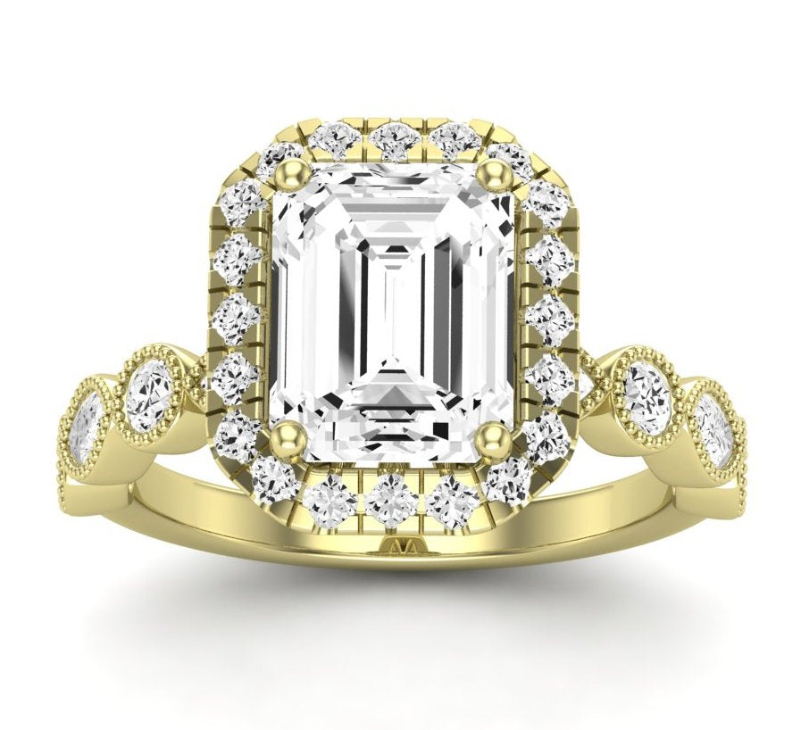 Aubretia Emerald Moissanite Engagement Ring yellowgold