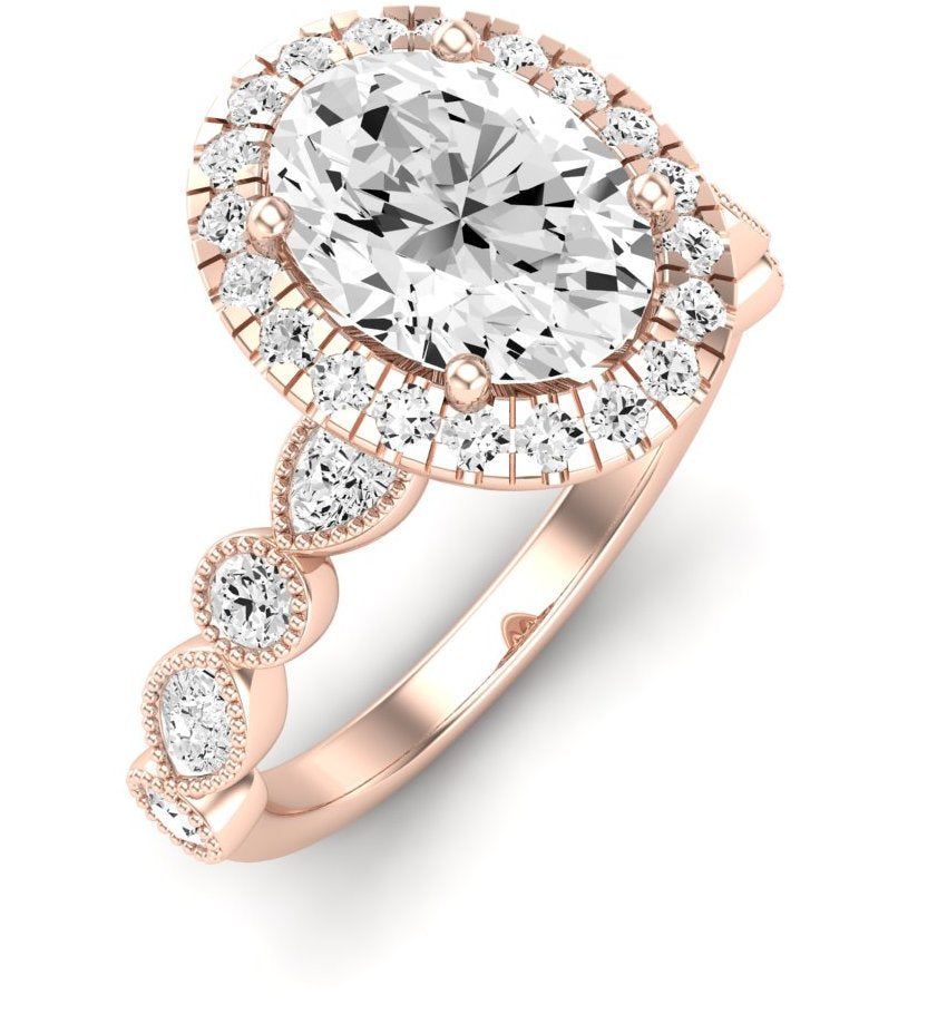 Aubretia Oval Moissanite Engagement Ring rosegold