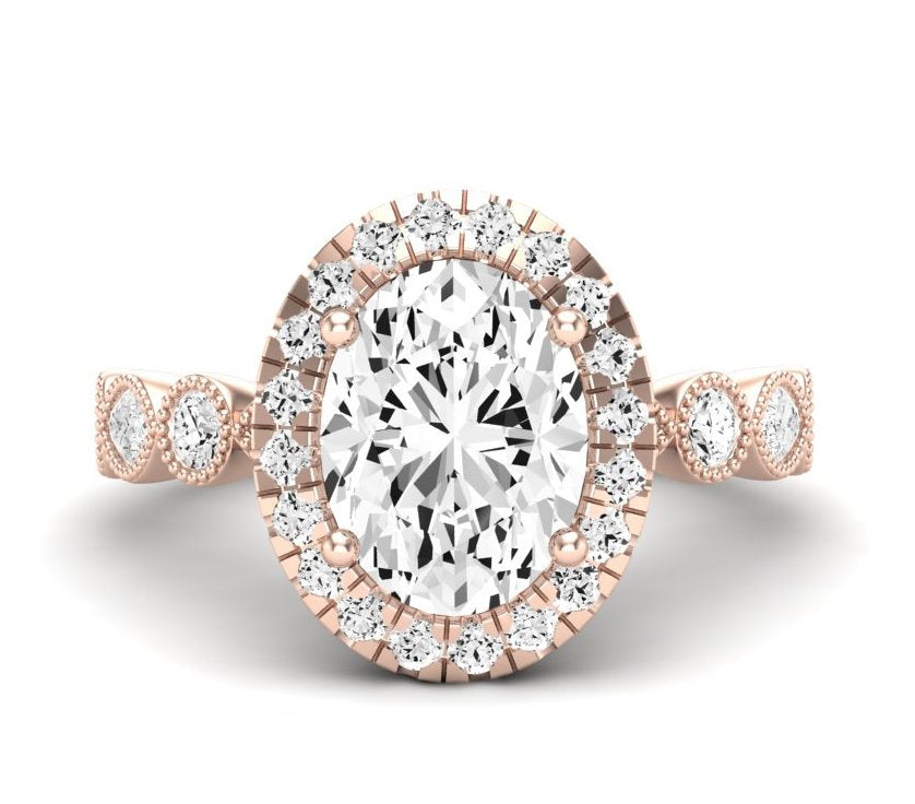 Aubretia Oval Moissanite Engagement Ring rosegold