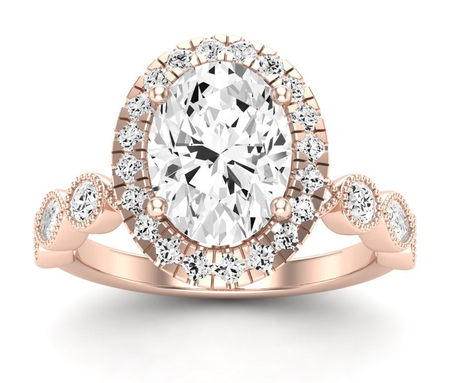 Aubretia Oval Moissanite Engagement Ring rosegold