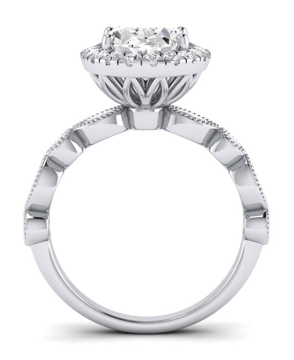 Aubretia Oval Moissanite Engagement Ring whitegold