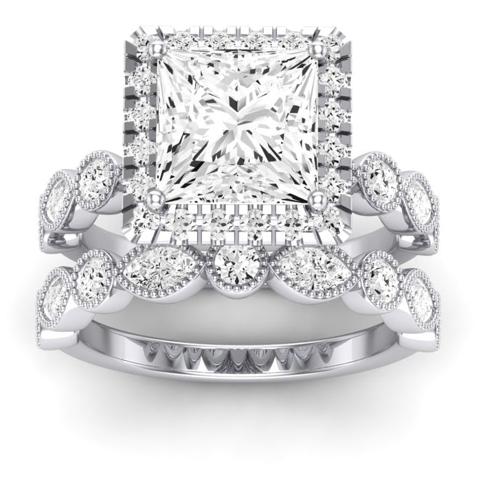Aubretia Diamond Matching Band Only (does Not Include Engagement Ring) For Ring With Princess Center whitegold