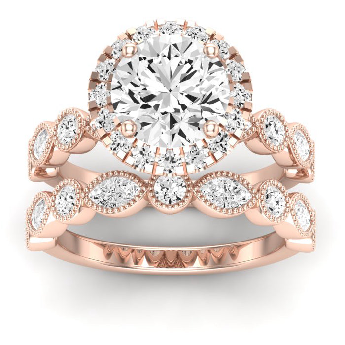 Aubretia Moissanite Matching Band Only (does Not Include Engagement Ring) For Ring With Round Center rosegold