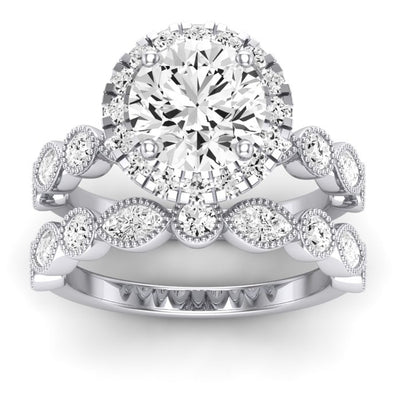 Aubretia Diamond Matching Band Only (does Not Include Engagement Ring) For Ring With Round Center whitegold