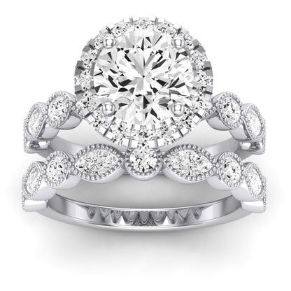 Aubretia Moissanite Matching Band Only (does Not Include Engagement Ring) For Ring With Round Center whitegold
