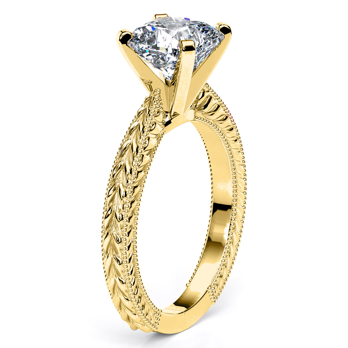 Azalea Cushion Moissanite Engagement Ring  yellowgold