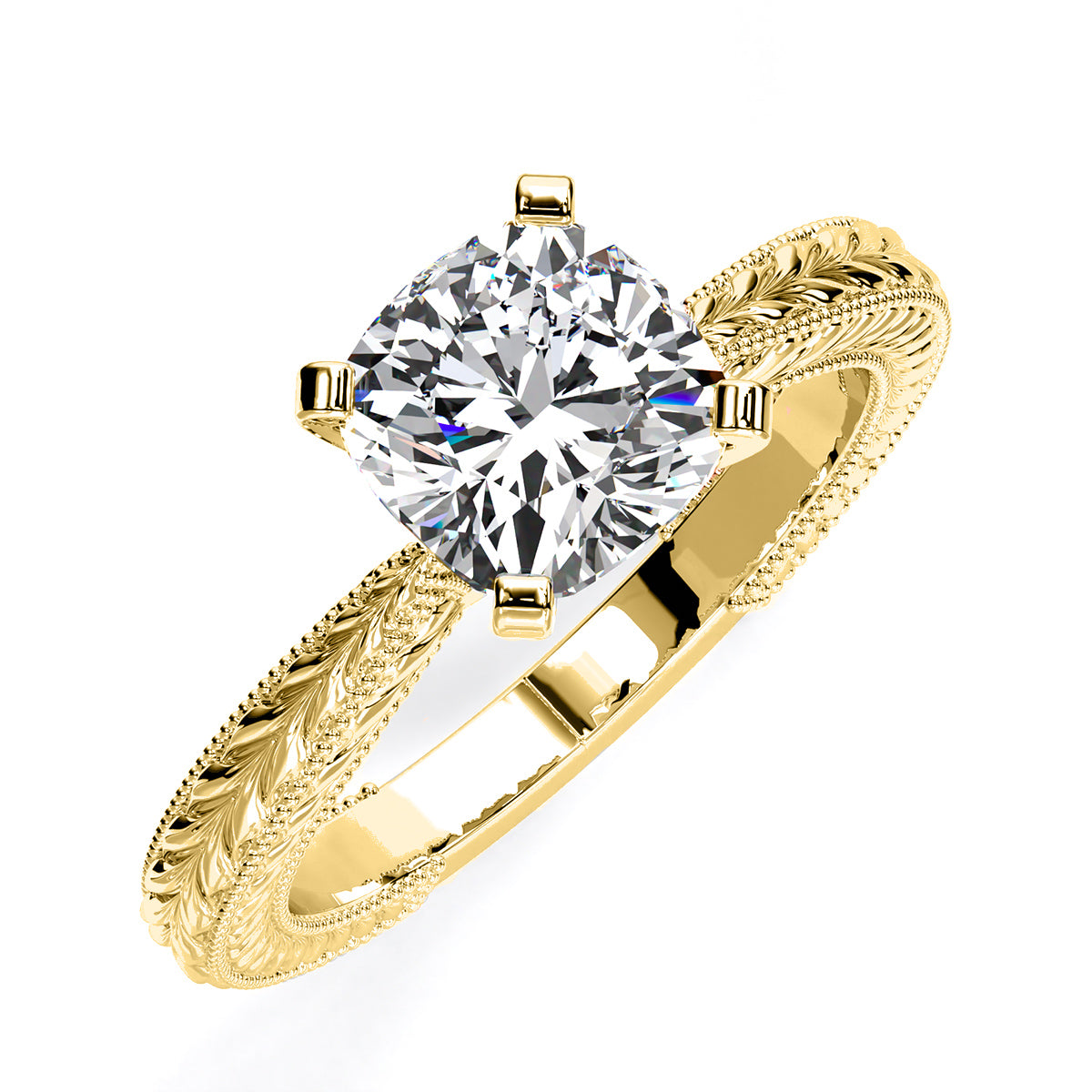Azalea Cushion Moissanite Engagement Ring  yellowgold
