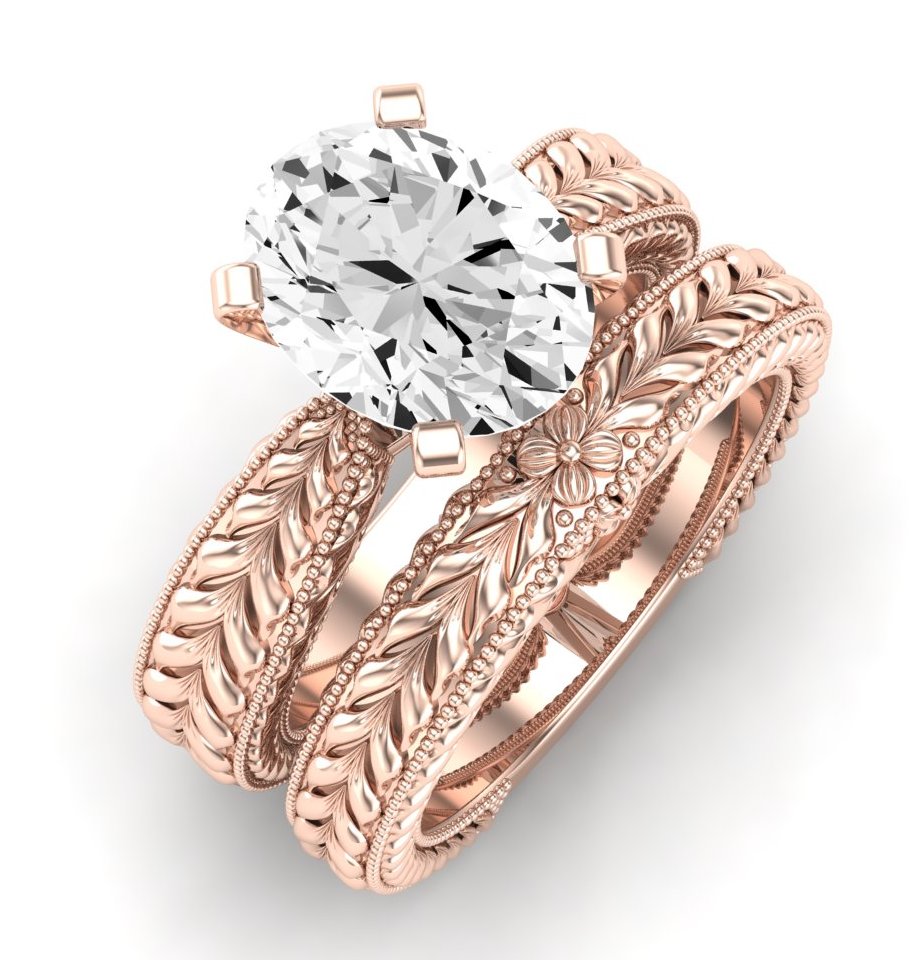 Azalea Diamond Matching Band Only (does Not Include Engagement Ring) For Ring With Oval Center rosegold