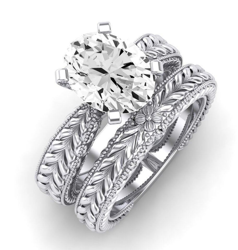 Azalea Moissanite Matching Band Only (does Not Include Engagement Ring) For Ring With Oval Center whitegold