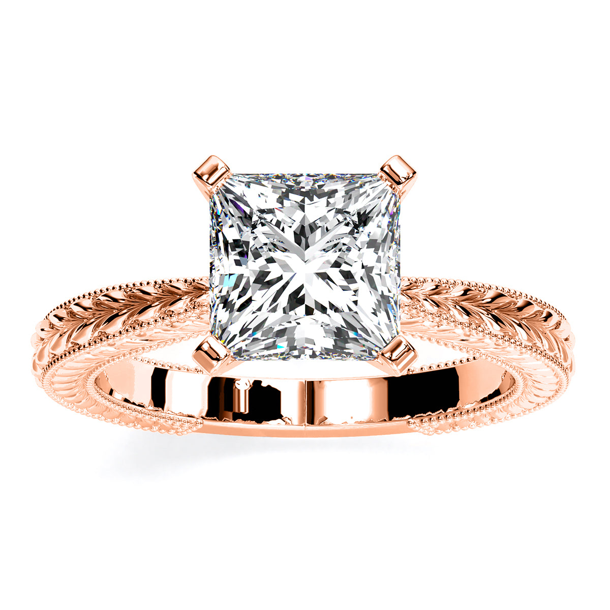 Azalea Princess Moissanite Engagement Ring rosegold