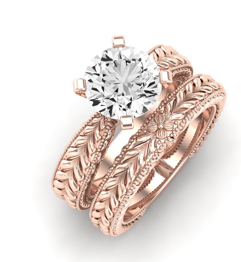 Azalea Moissanite Matching Band Only (does Not Include Engagement Ring) For Ring With Round Center rosegold
