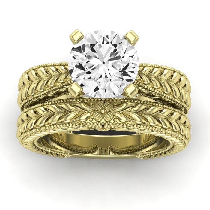Azalea Diamond Matching Band Only (does Not Include Engagement Ring) For Ring With Round Center yellowgold