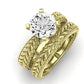 Azalea Moissanite Matching Band Only (does Not Include Engagement Ring) For Ring With Round Center yellowgold