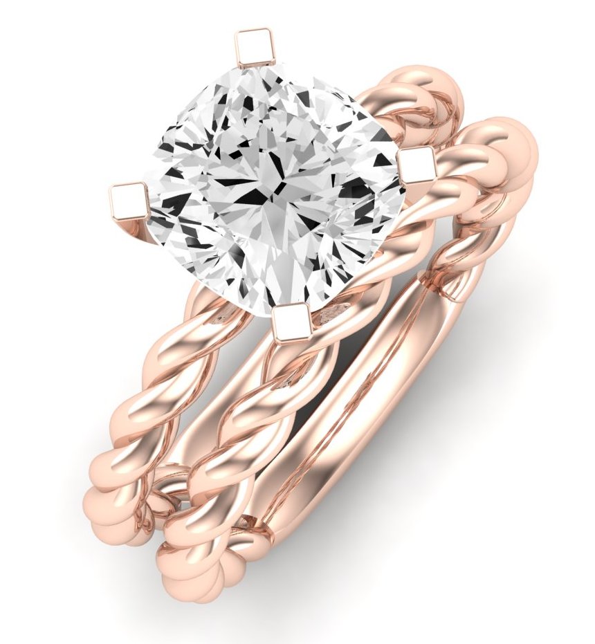 Balsam Moissanite Matching Band Only (does Not Include Engagement Ring) For Ring With Cushion Center rosegold