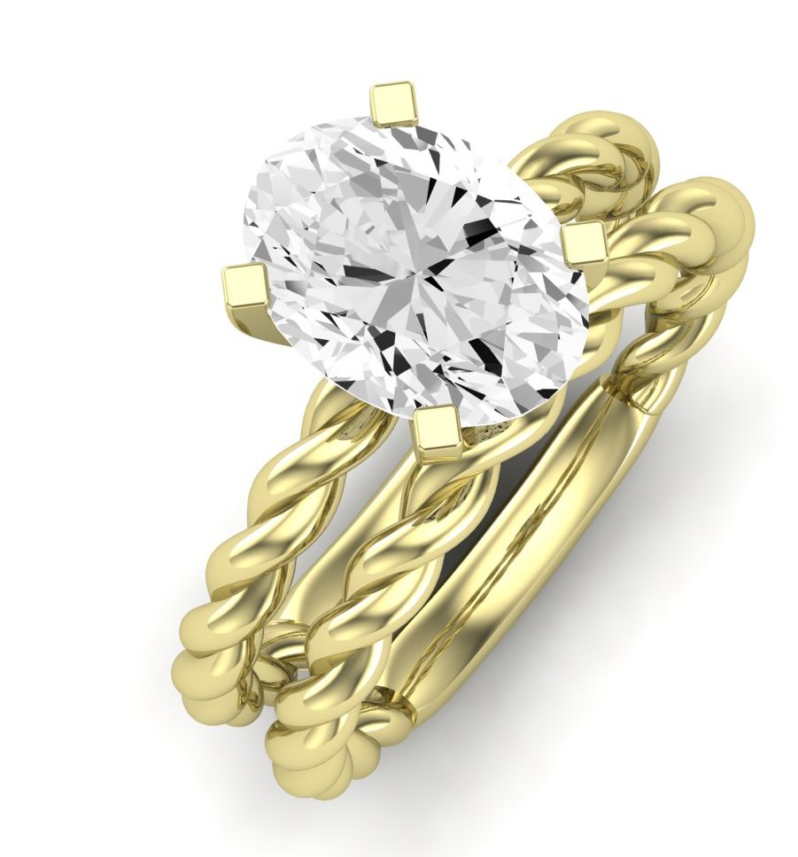 Balsam Moissanite Matching Band Only ( Engagement Ring Not Included)  For Ring With Oval Center yellowgold