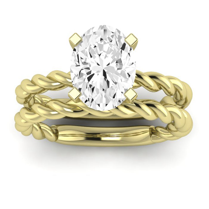 Balsam Moissanite Matching Band Only ( Engagement Ring Not Included)  For Ring With Oval Center yellowgold