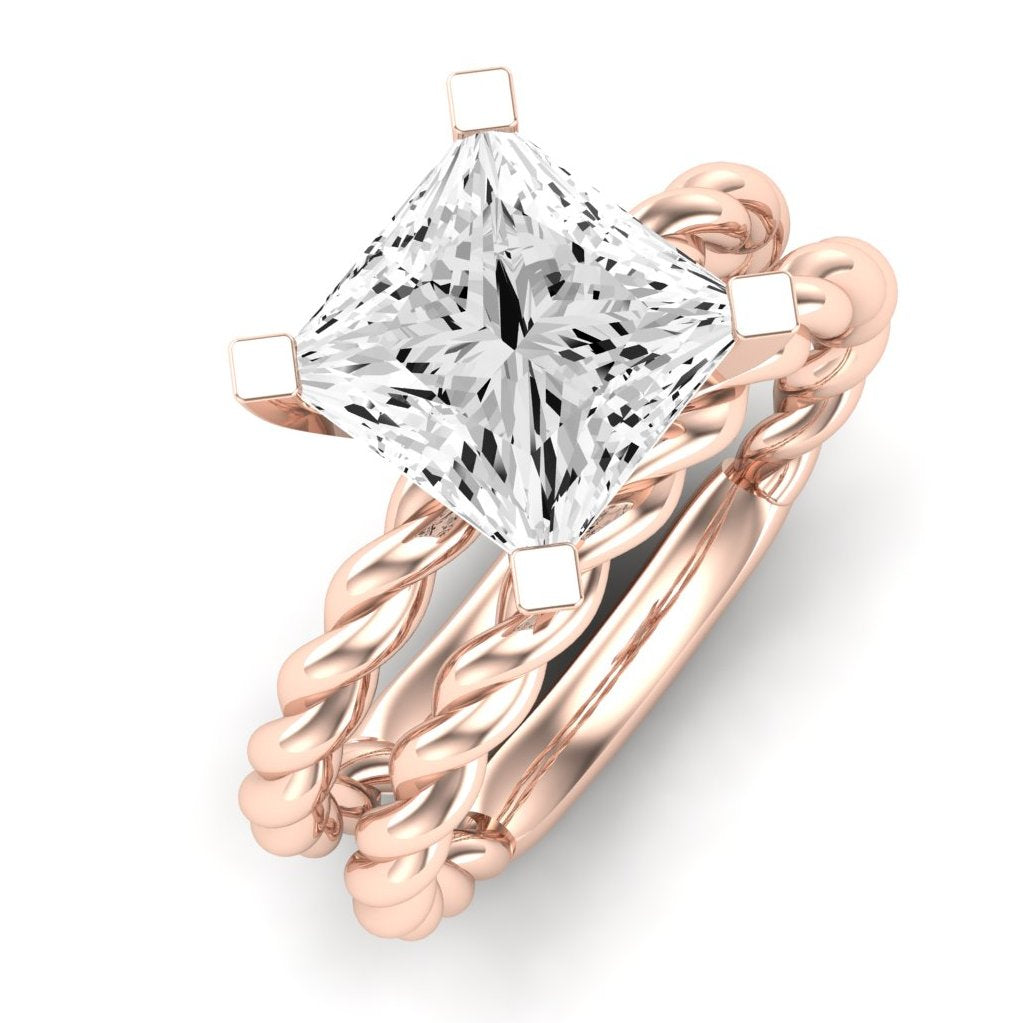 Balsam Moissanite Matching Band Only (does Not Include Engagement Ring) For Ring With Princess Center rosegold