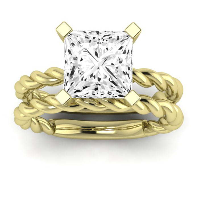 Balsam Moissanite Matching Band Only (does Not Include Engagement Ring) For Ring With Princess Center yellowgold