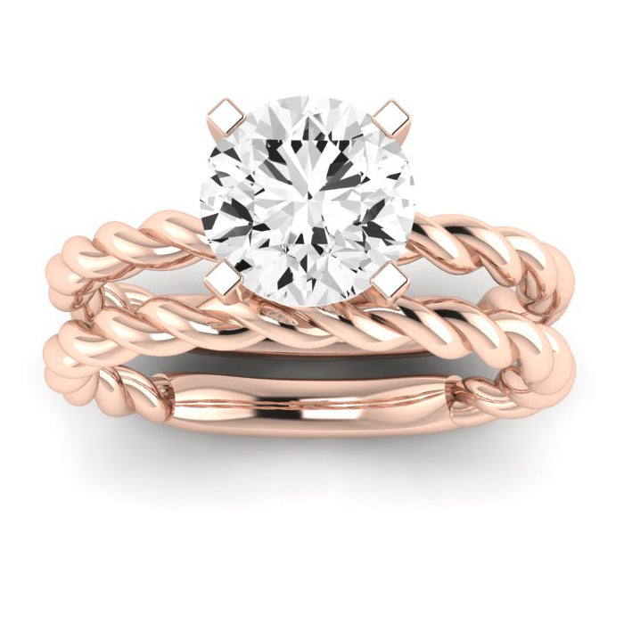 Balsam Moissanite Matching Band Only (does Not Include Engagement Ring) For Ring With Round Center rosegold