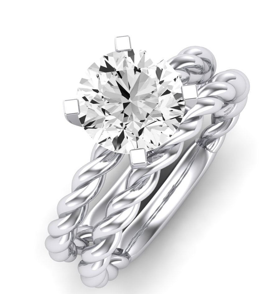 Balsam Moissanite Matching Band Only (does Not Include Engagement Ring) For Ring With Round Center whitegold