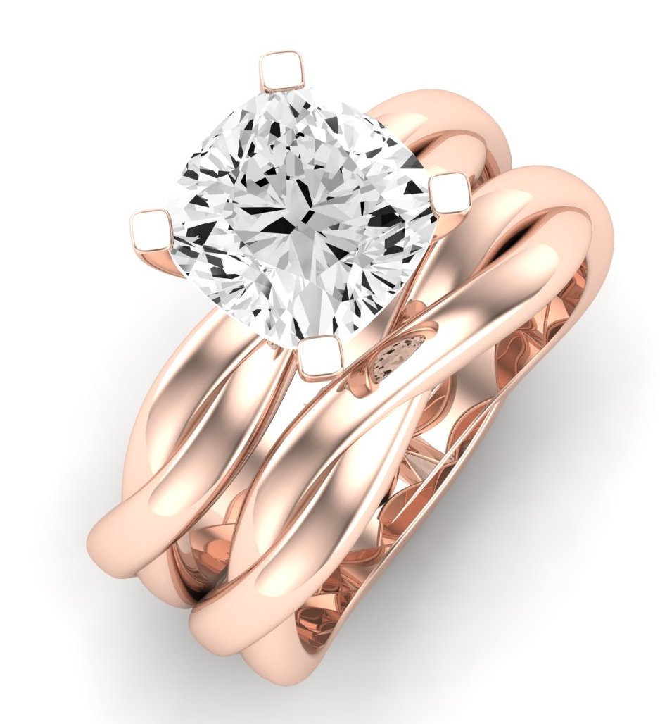 Baneberry Moissanite Matching Band Only (does Not Include Engagement Ring)  For Ring With Cushion Center rosegold