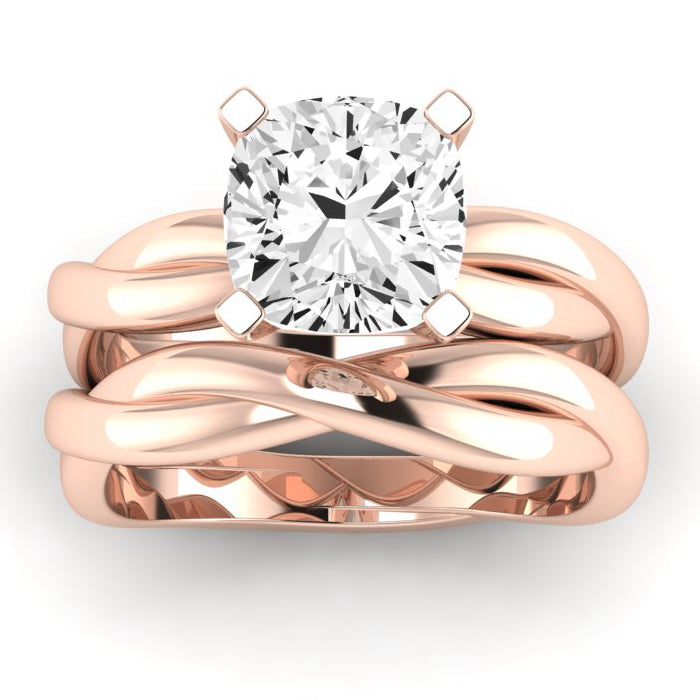 Baneberry Moissanite Matching Band Only (does Not Include Engagement Ring)  For Ring With Cushion Center rosegold