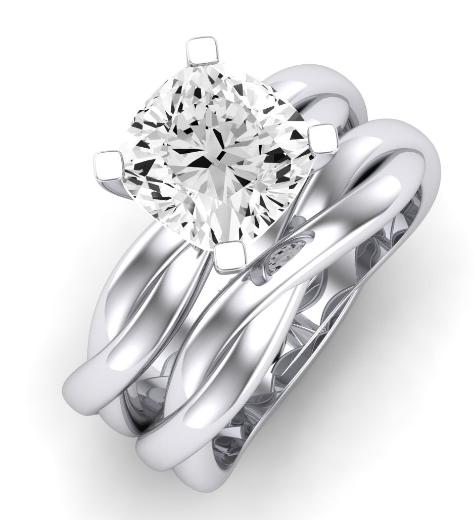 Baneberry Moissanite Matching Band Only (does Not Include Engagement Ring)  For Ring With Cushion Center whitegold