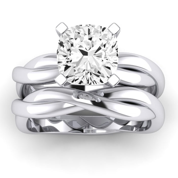 Baneberry Moissanite Matching Band Only (does Not Include Engagement Ring)  For Ring With Cushion Center whitegold