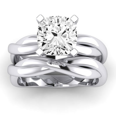 Baneberry Moissanite Matching Band Only (does Not Include Engagement Ring)  For Ring With Cushion Center whitegold