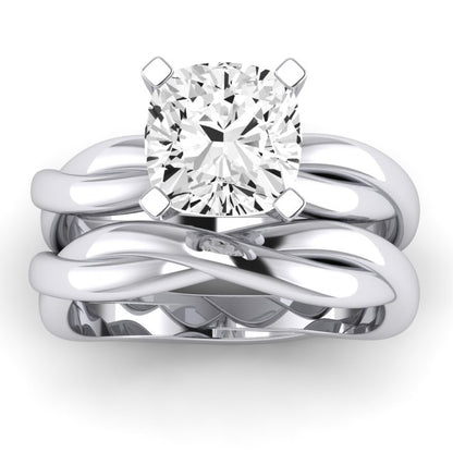 Baneberry Moissanite Matching Band Only (does Not Include Engagement Ring)  For Ring With Cushion Center whitegold