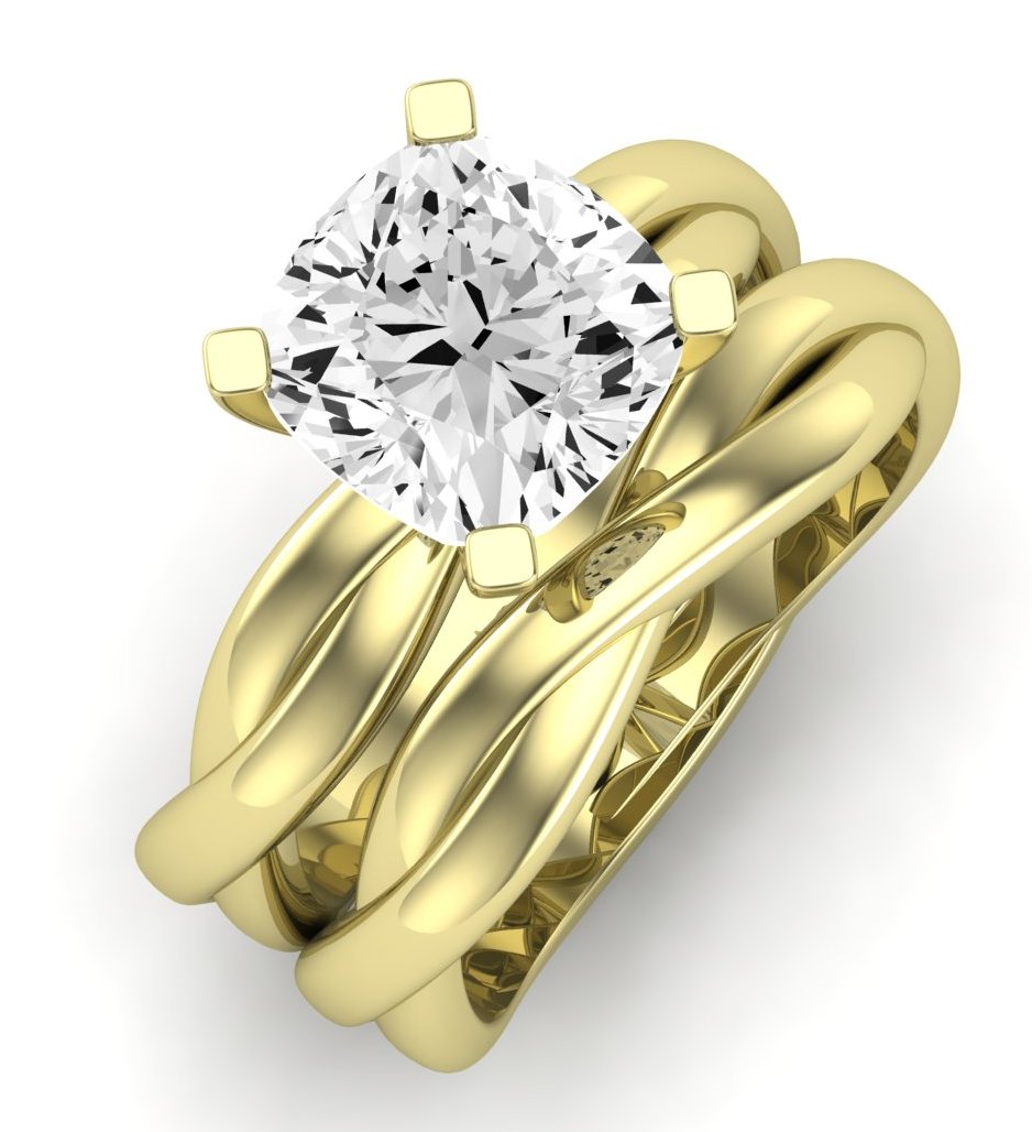 Baneberry Diamond Matching Band Only (does Not Include Engagement Ring)  For Ring With Cushion Center yellowgold