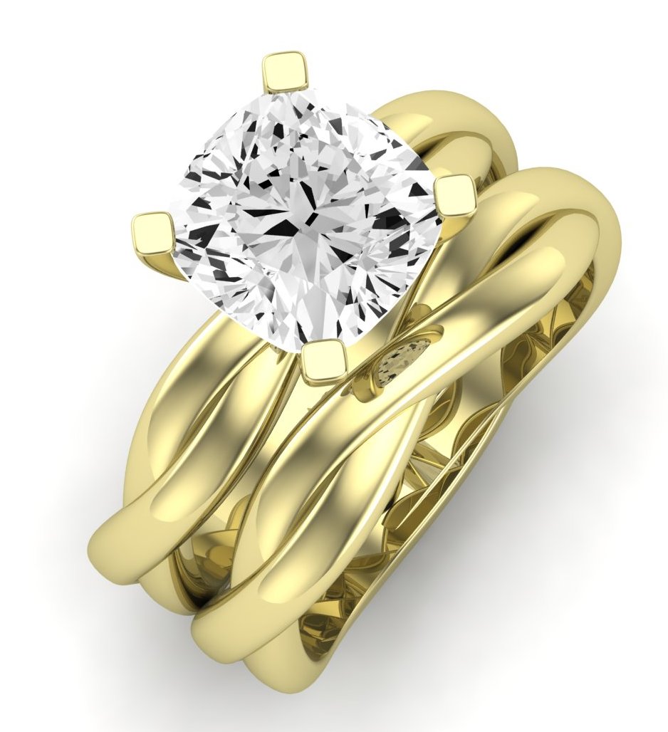 Baneberry Moissanite Matching Band Only (does Not Include Engagement Ring)  For Ring With Cushion Center yellowgold