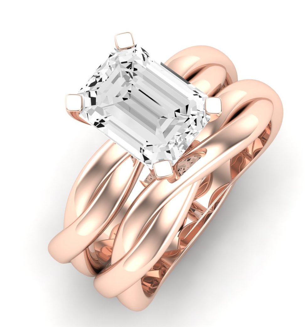 Baneberry Diamond Matching Band Only (does Not Include Engagement Ring)  For Ring With Emerald Center rosegold