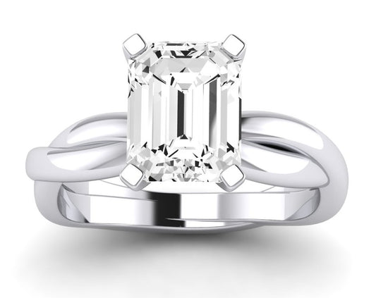 Baneberry Emerald Moissanite Engagement Ring whitegold