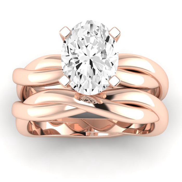 Baneberry Moissanite Matching Band Only (does Not Include Engagement Ring)  For Ring With Oval Center rosegold