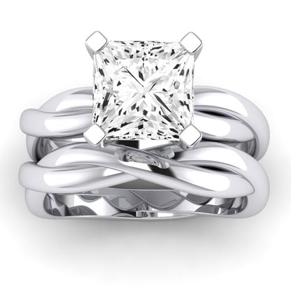 Baneberry Moissanite Matching Band Only (does Not Include Engagement Ring)  For Ring With Princess Center whitegold