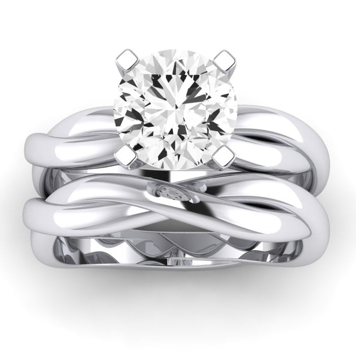 Baneberry Moissanite Matching Band Only (does Not Include Engagement Ring)  For Ring With Round Center whitegold
