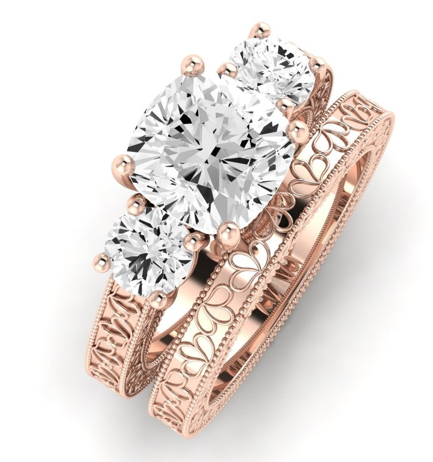 Belladonna Diamond Matching Band Only (does Not Include Engagement Ring) For Ring With Cushion Center rosegold