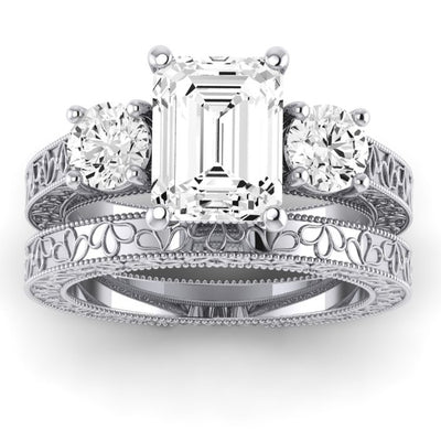 Belladonna Diamond Matching Band Only (does Not Include Engagement Ring) For Ring With Emerald Center whitegold